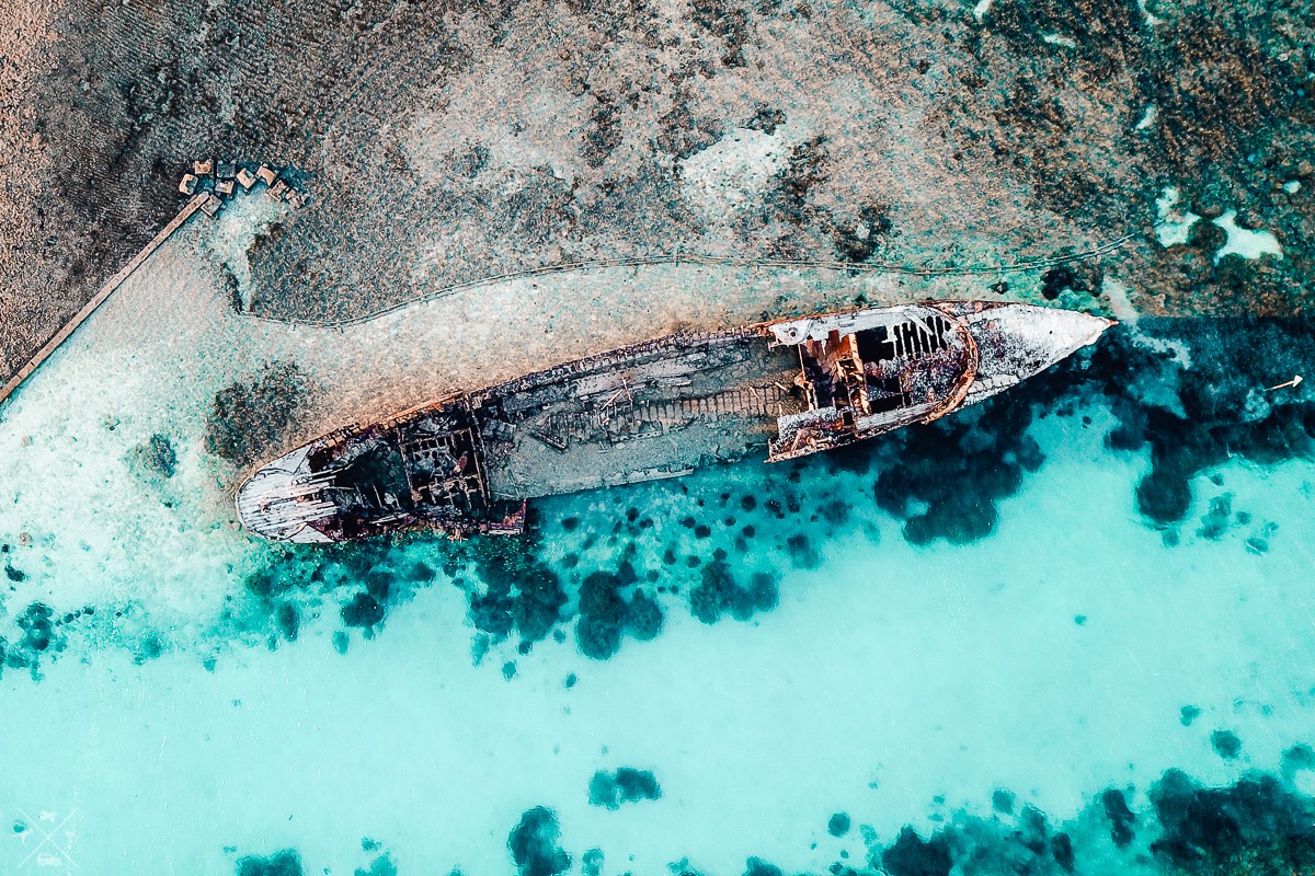 Heron Island Wreck Drone Photo